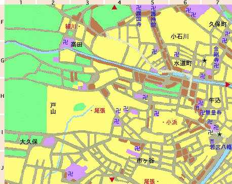 時代小説切絵図：早稲田・小石川